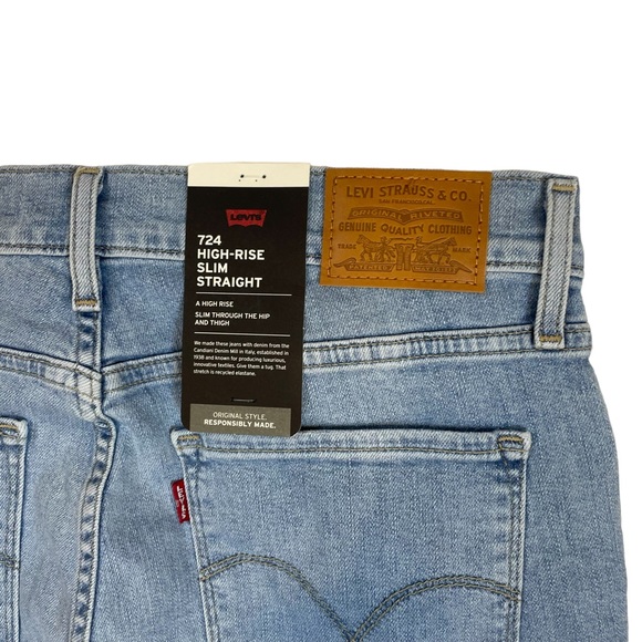 Levi's Premium 724 High Rise Straight Jeans Mind My Business Light Size 30x32 - Picture 6 of 6